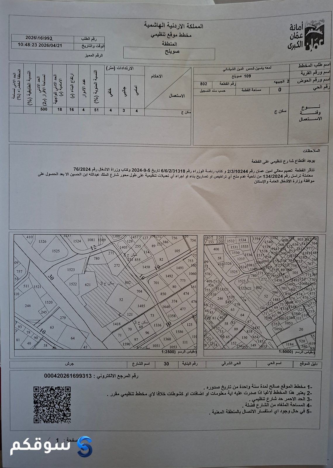 أرض للبيع في صويلح بمساحة 4371م شارع رئيسي 30م - فرصة استثمارية نادرة - 4